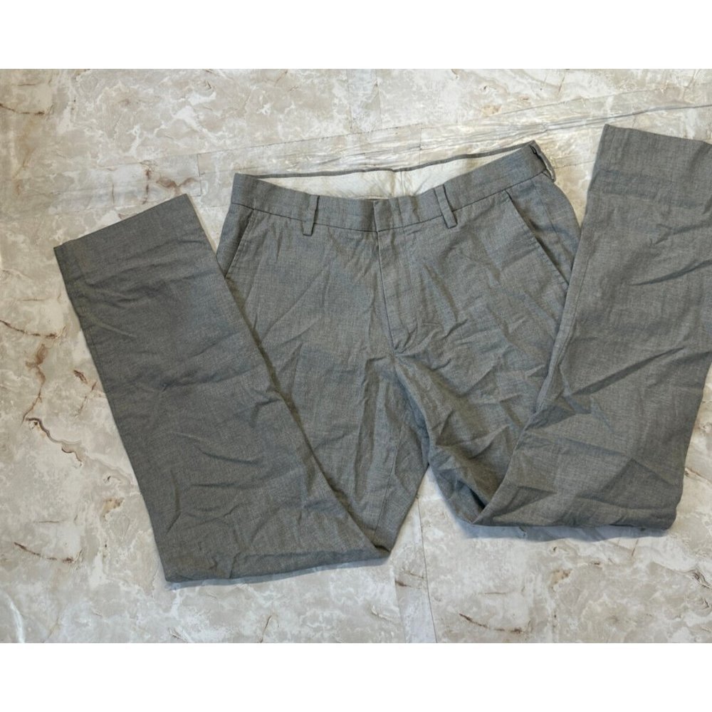 J. Crew Bowery slim flat front crop Pants Heather Twill Gray Men‎ Size 30 x 30